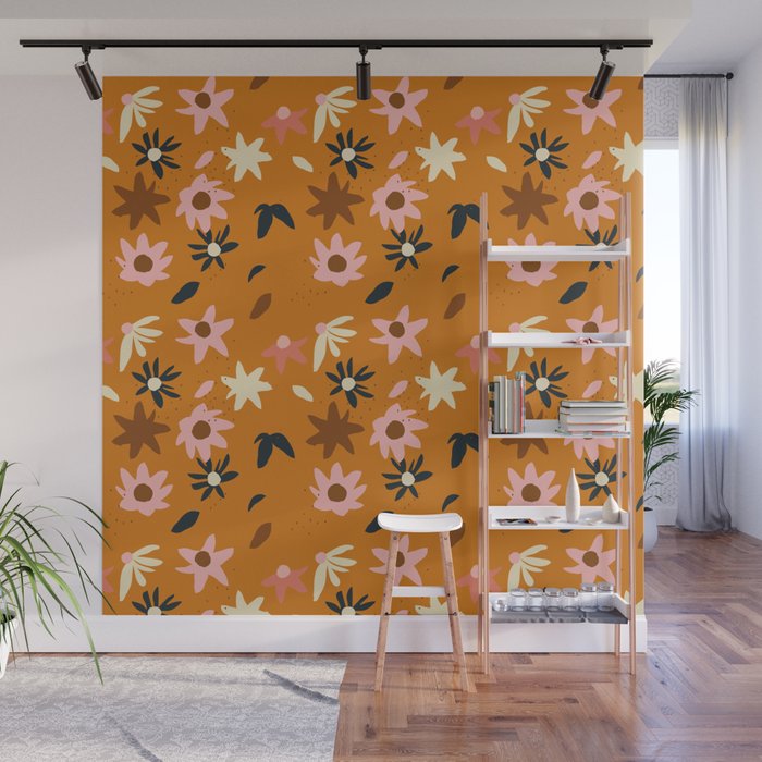 Fall flowers pattern Wall Mural Gallery Image 1