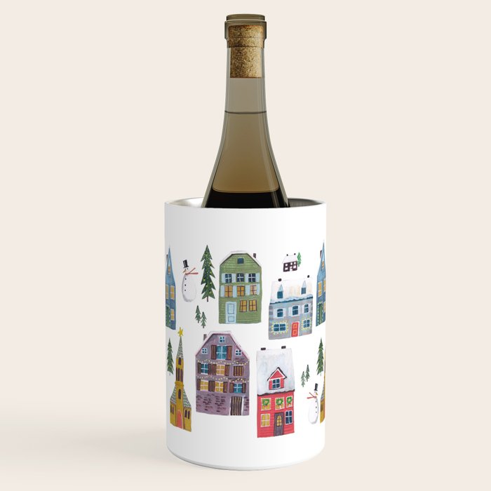 Skating retro winter snow landscape Wine Chiller Gallery Image 2