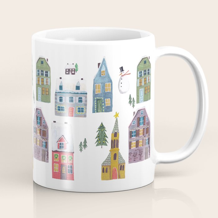 Skating retro winter snow landscape Coffee Mug Gallery Image 1