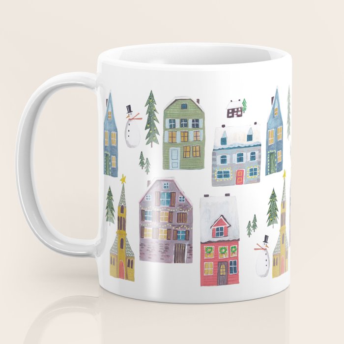 Skating retro winter snow landscape Coffee Mug Gallery Image 3