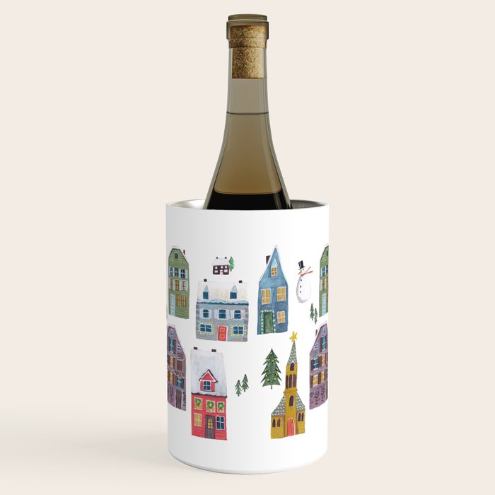 Skating retro winter snow landscape Wine Chiller Gallery Image 3