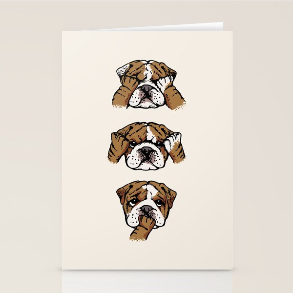 No Evil English Bulldog Stationery Card Gallery Image 1
