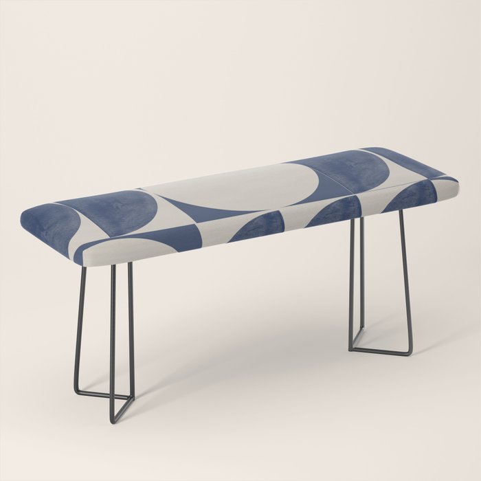 Mid Century Modern Geometric Blue Bench Gallery Image 1