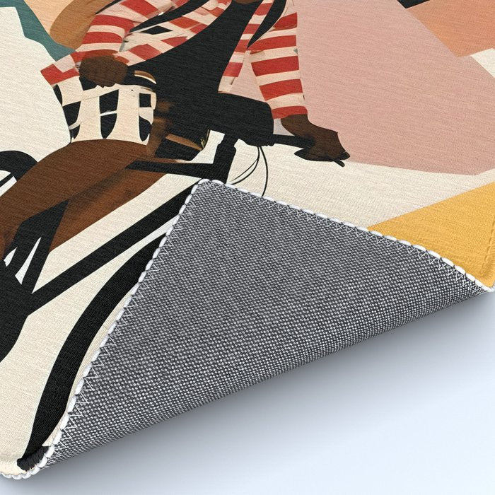 Always a Traveler, Travel Adventure Collage Nomad Lifestyle, Never Settle Explore Digital Black Man Cycling, Mountains Nature Landscape Eclectic Bohemian Contemporary Graphic  Rug Gallery Image 4