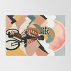 Always a Traveler, Travel Adventure Collage Nomad Lifestyle, Never Settle Explore Digital Black Man Cycling, Mountains Nature Landscape Eclectic Bohemian Contemporary Graphic  Rug Gallery Image 2