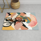 Always a Traveler, Travel Adventure Collage Nomad Lifestyle, Never Settle Explore Digital Black Man Cycling, Mountains Nature Landscape Eclectic Bohemian Contemporary Graphic  Rug Gallery Image 1