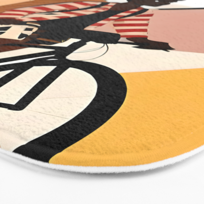 Always a Traveler, Travel Adventure Collage Nomad Lifestyle, Never Settle Explore Digital Black Man Cycling, Mountains Nature Landscape Eclectic Bohemian Contemporary Graphic  Bath Mat Gallery Image 3