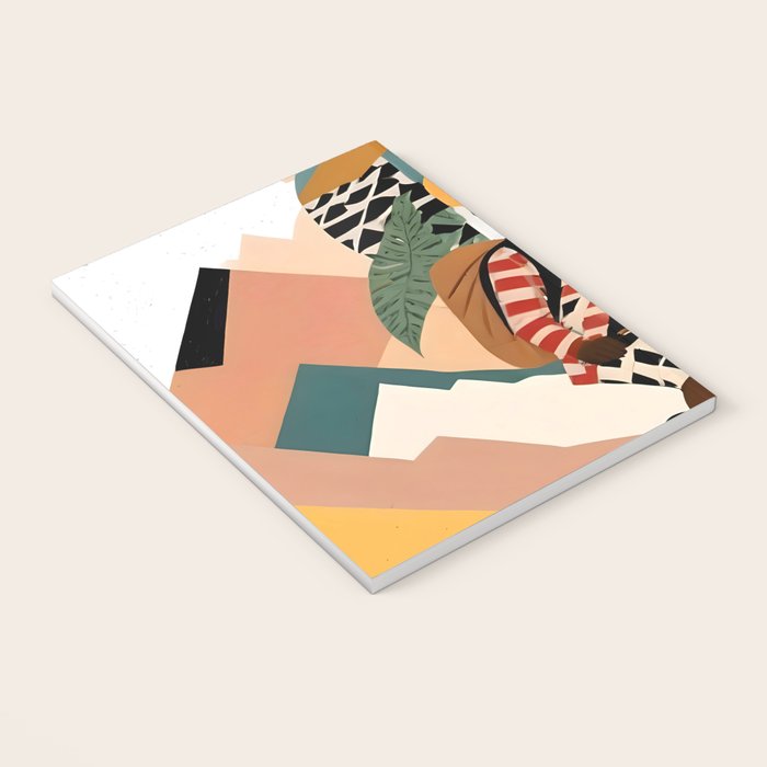 Always a Traveler, Travel Adventure Collage Nomad Lifestyle, Never Settle Explore Digital Black Man Cycling, Mountains Nature Landscape Eclectic Bohemian Contemporary Graphic  Notebook Gallery Image 3