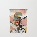 Always a Traveler, Travel Adventure Collage Nomad Lifestyle, Never Settle Explore Digital Black Man Cycling, Mountains Nature Landscape Eclectic Bohemian Contemporary Graphic  Wall Hanging Gallery Image 1