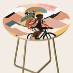 Always a Traveler, Travel Adventure Collage Nomad Lifestyle, Never Settle Explore Digital Black Man Cycling, Mountains Nature Landscape Eclectic Bohemian Contemporary Graphic  Side Table Gallery Image 2