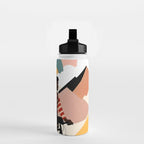 Always a Traveler, Travel Adventure Collage Nomad Lifestyle, Never Settle Explore Digital Black Man Cycling, Mountains Nature Landscape Eclectic Bohemian Contemporary Graphic  Water Bottle Gallery Image 2