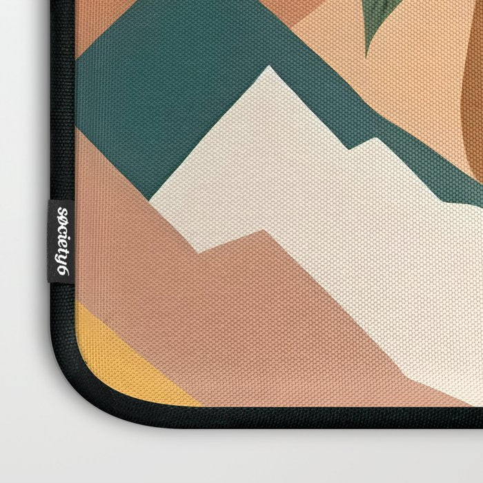 Always a Traveler, Travel Adventure Collage Nomad Lifestyle, Never Settle Explore Digital Black Man Cycling, Mountains Nature Landscape Eclectic Bohemian Contemporary Graphic  Laptop Sleeve Gallery Image 3