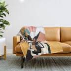 Always a Traveler, Travel Adventure Collage Nomad Lifestyle, Never Settle Explore Digital Black Man Cycling, Mountains Nature Landscape Eclectic Bohemian Contemporary Graphic  Throw Blanket Gallery Image 1