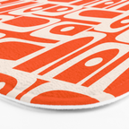Mid Century Modern Piquet Abstract Multi Pattern in 70s Tangerine Orange and Cream Beige Bath Mat Gallery Image 3