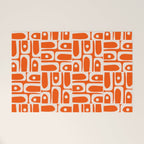 Mid Century Modern Piquet Abstract Multi Pattern in 70s Tangerine Orange and Cream Beige Welcome Mat Gallery Image 1