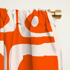 Mid Century Modern Piquet Abstract Multi Pattern in 70s Tangerine Orange and Cream Beige Window Curtain Gallery Image 2