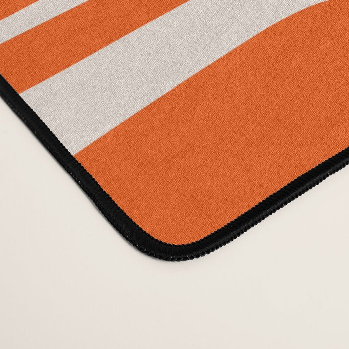Mid Century Modern Piquet Abstract Multi Pattern in 70s Tangerine Orange and Cream Beige Desk Mat Gallery Image 4