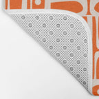 Mid Century Modern Piquet Abstract Multi Pattern in 70s Tangerine Orange and Cream Beige Bath Mat Gallery Image 2
