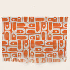 Mid Century Modern Piquet Abstract Multi Pattern in 70s Tangerine Orange and Cream Beige Wall Hanging Gallery Image 1