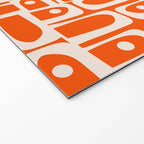 Mid Century Modern Piquet Abstract Multi Pattern in 70s Tangerine Orange and Cream Beige Welcome Mat Gallery Image 2