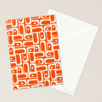 Mid Century Modern Piquet Abstract Multi Pattern in 70s Tangerine Orange and Cream Beige Stationery Card Gallery Image 2