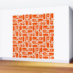 Mid Century Modern Piquet Abstract Multi Pattern in 70s Tangerine Orange and Cream Beige Wall Mural Gallery Image 2