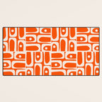 Mid Century Modern Piquet Abstract Multi Pattern in 70s Tangerine Orange and Cream Beige Desk Mat Gallery Image 3