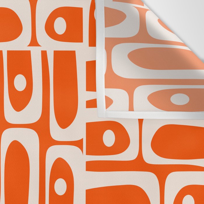 Mid Century Modern Piquet Abstract Multi Pattern in 70s Tangerine Orange and Cream Beige Wall Tapestry Gallery Image 3