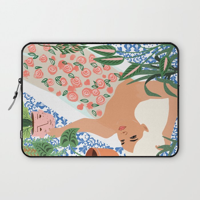 Moroccan Bath With Plants #botanical #illustration Laptop Sleeve Gallery Image 1