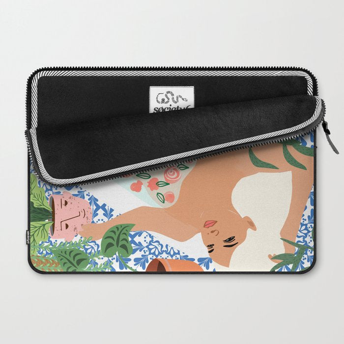 Moroccan Bath With Plants #botanical #illustration Laptop Sleeve Gallery Image 2