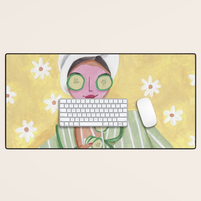 Woman wellness relax time Desk Mat Gallery Image 1