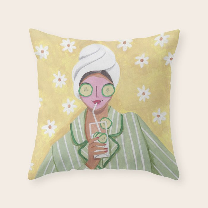 Woman wellness relax time Throw Pillow Gallery Image 6