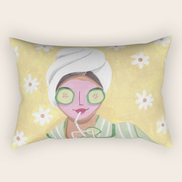 Woman wellness relax time Rectangular Pillow Gallery Image 1