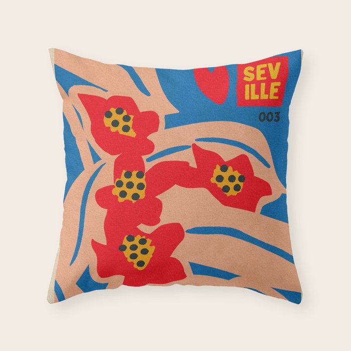 FLOWER MARKET SEVILLE Throw Pillow Gallery Image 1