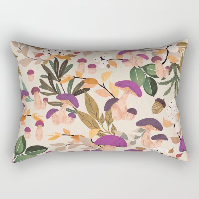 Magic mushroom forest H Rectangular Pillow Gallery Image 1