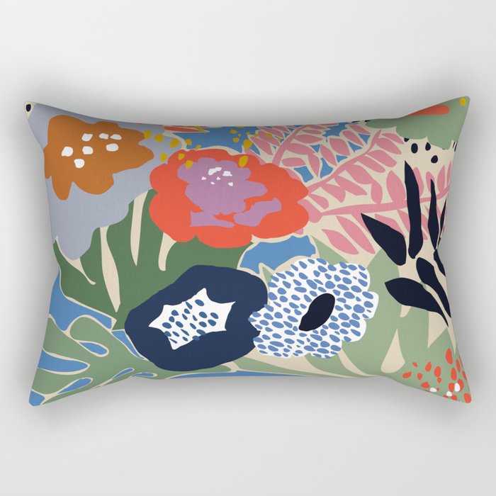 Maximalist floral shapes Rectangular Pillow Gallery Image 1