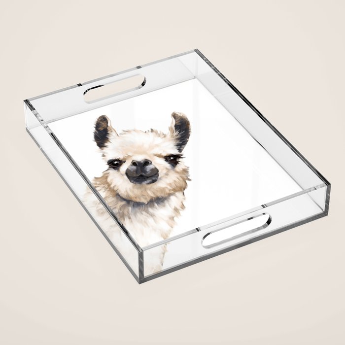 Sneaky Llama White Acrylic Tray Gallery Image 1