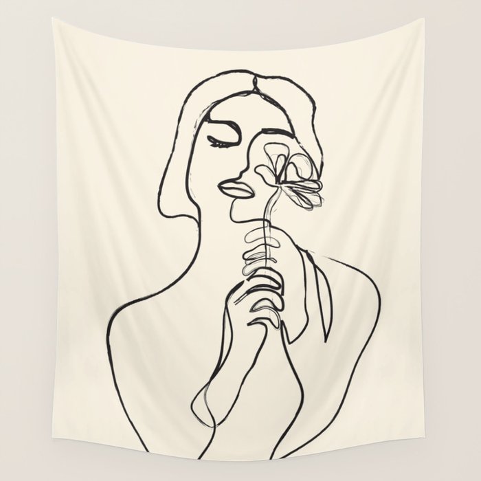 Minimalist Abstract Woman I Wall Tapestry Gallery Image 4