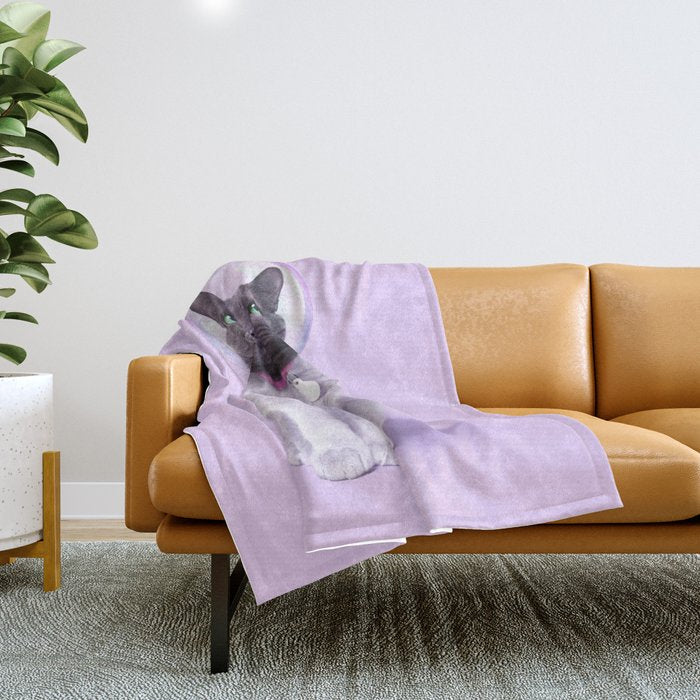 SPACE CAT Throw Blanket Gallery Image 1