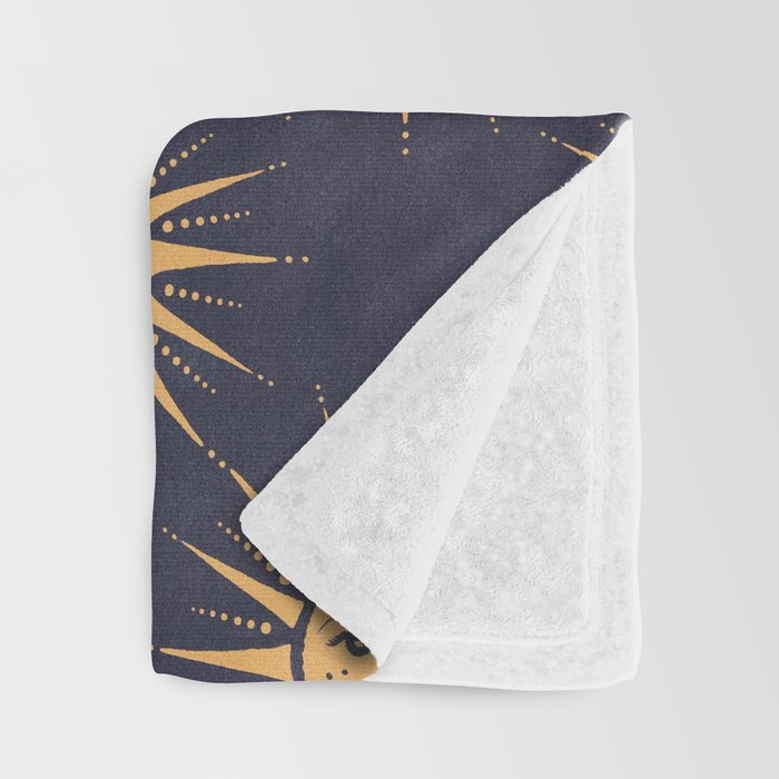 Freckled Suns - blue and gold Throw Blanket Gallery Image 3