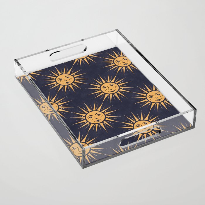 Freckled Suns - blue and gold Acrylic Tray Gallery Image 1