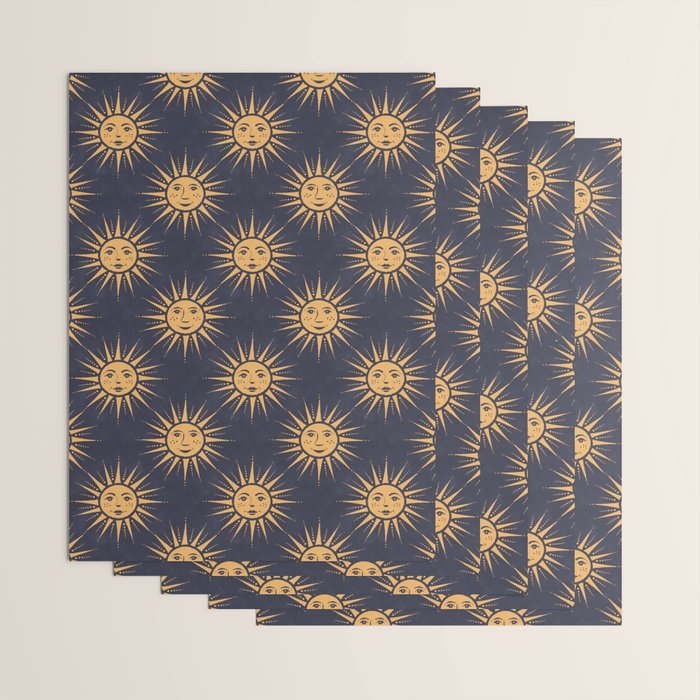 Freckled Suns - blue and gold Wrapping Paper Gallery Image 3