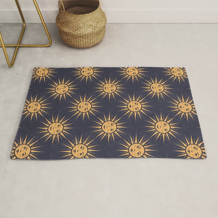 Freckled Suns - blue and gold Rug Gallery Image 1