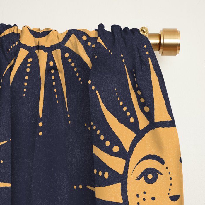 Freckled Suns - blue and gold Window Curtain Gallery Image 2