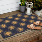 Freckled Suns - blue and gold Outdoor Rug Gallery Image 2