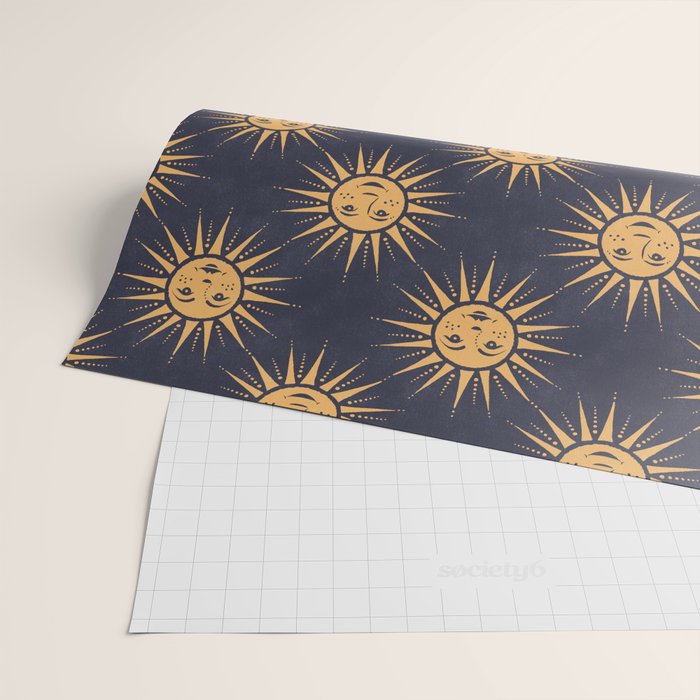 Freckled Suns - blue and gold Wrapping Paper Gallery Image 2