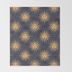 Freckled Suns - blue and gold Throw Blanket Gallery Image 2