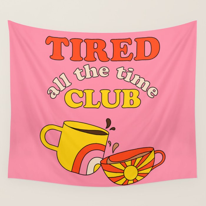 Tired Club - Pink Wall Tapestry Gallery Image 4