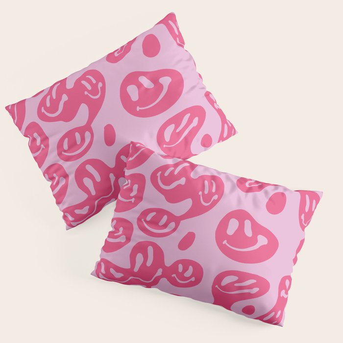 Hot Pink Dripping Smiley Pillow Sham Gallery Image 3