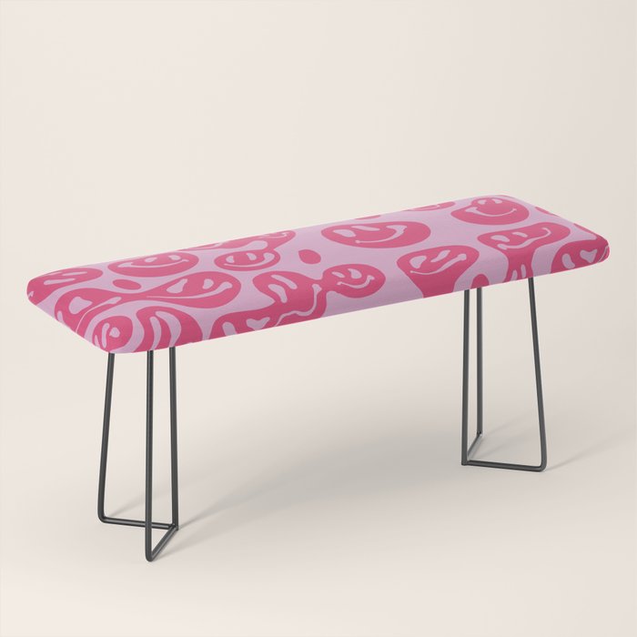Hot Pink Dripping Smiley Bench Gallery Image 1